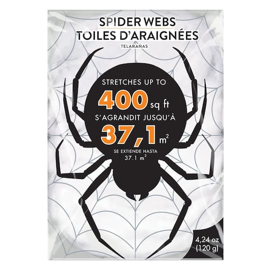 4.24oz. White Stretch Spider Webbing Halloween Decoration, 2ct.